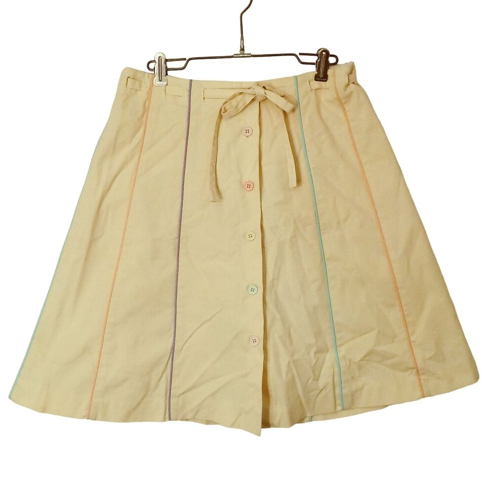 Vintage 80s David Brooks Skort Shorts-Skirt L(12) Sporty Buttons-Front Cotton